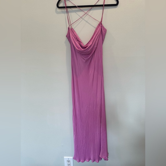 Pink Silk Cowl Neck Midi Dress Zara - Picture 4 of 4